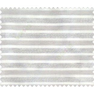 Horizontal Vertical Stripes self design embossed Grey color lines on White base color double width sheer curtain
